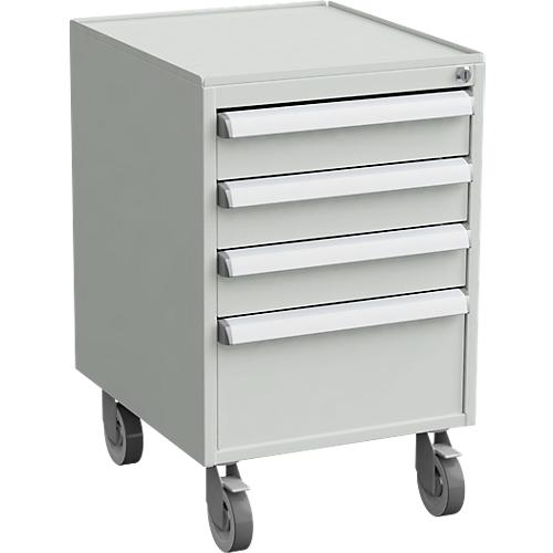 Rollcontainer, 4 Schubladen, Zentralverschluss, B 450 x T 520 x H 700 mm, mit ESD-Schutz