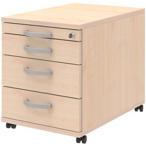 Rollcontainer BARI, Materialauszug, 3 Schubkästen, abschließbar, B 432 x T 577 x H 538 mm, Ahorn-Dekor Rollcontainer BARI, Materialauszug, 3 Schubkästen, abschließbar, B 432 x T 577 x H 538 mm, Ahorn-Dekor