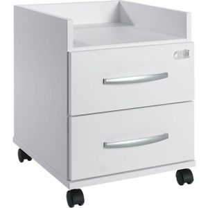 Rollcontainer, ideal für das Homeoffice, 2 Schübe mit Griffen, Ablagefach, Zentralverschluss, inkl. 2 Kippschlüssel, B 409 x T 459 x H 507 mm, weiß Rollcontainer, ideal für das Homeoffice, 2 Schübe mit Griffen, Ablagefach, Zentralverschluss, inkl. 2 Kippschlüssel, B 409 x T 459 x H 507 mm, weiß