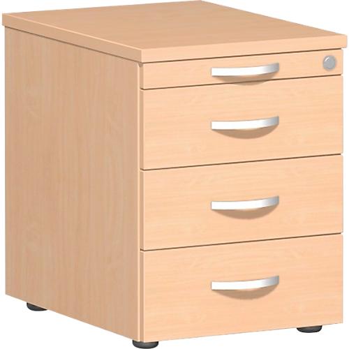Rollcontainer PALENQUE, 3 Schübe, Utensilienauszug, B 430 x T 600 x H 566 mm, Buche