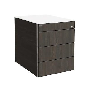 Rollcontainer SOLUS PLAY, 1 + 3 Schübe, grifflos, B 430 x T 600 x H 562 mm, Mooreiche Rollcontainer SOLUS PLAY, 1 + 3 Schübe, grifflos, B 430 x T 600 x H 562 mm, Mooreiche