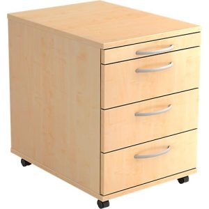 Rollcontainer TARA, 3 Schübe, Utensilienauszug, B 428 x T 580 x H 590 mm, Ahorn-Dekor Rollcontainer TARA, 3 Schübe, Utensilienauszug, B 428 x T 580 x H 590 mm, Ahorn-Dekor