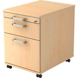 Rollcontainer TARVIS, 1 Utensilienauszug, abschließbar, 1 Schub, 1 HR-Auszug, B 428 x T 580 x H 590 mm, Ahorn-Dekor Rollcontainer TARVIS, 1 Utensilienauszug, abschließbar, 1 Schub, 1 HR-Auszug, B 428 x T 580 x H 590 mm, Ahorn-Dekor