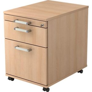 Rollcontainer TARVIS, 1 Utensilienauszug, abschließbar, 1 Schub, 1 HR-Auszug, B 428 x T 580 x H 590 mm, Eiche Dekor