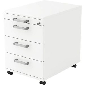 Rollcontainer TARVIS, 1 Utensilienauszug, abschließbar, 3 Schübe, B 428 x T 580 x H 590 mm, weiß Rollcontainer TARVIS, 1 Utensilienauszug, abschließbar, 3 Schübe, B 428 x T 580 x H 590 mm, weiß