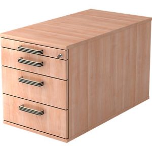 Rollcontainer TOPAS LINE, 3 Schübe, 1 Utensilienauszug, abschließbar, Nußbaum-Dekor/Nußbaum-Dekor, T 800 mm Rollcontainer TOPAS LINE, 3 Schübe, 1 Utensilienauszug, abschließbar, Nußbaum-Dekor/Nußbaum-Dekor, T 800 mm