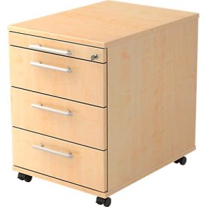 Rollcontainer ULM, 3 Schüben, 1 Utensilienauszug, B 428 x T 580 x H 590 mm, Ahorn-Dekor Rollcontainer ULM, 3 Schüben, 1 Utensilienauszug, B 428 x T 580 x H 590 mm, Ahorn-Dekor