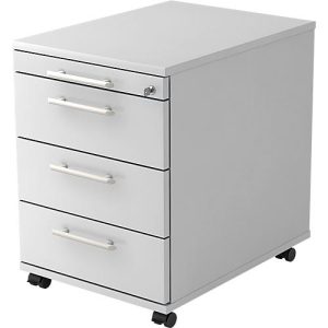 Rollcontainer ULM, 3 Schüben, 1 Utensilienauszug, B 428 x T 580 x H 590 mm, lichtgrau Rollcontainer ULM, 3 Schüben, 1 Utensilienauszug, B 428 x T 580 x H 590 mm, lichtgrau
