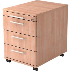 Rollcontainer ULM 3 Schüben, 1 Utensilienauszug, B 428 x T 580 x H 590 mm, Nussbaum-Dekor Rollcontainer ULM 3 Schüben, 1 Utensilienauszug, B 428 x T 580 x H 590 mm, Nussbaum-Dekor