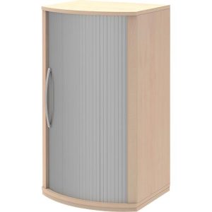 Rollladen-Schiebetürenschrank BARI, 3 OH, 2 Böden, Griff links, B 600 x T 530/430 x H 1117 mm, Ahorn-Dekor Rollladen-Schiebetürenschrank BARI, 3 OH, 2 Böden, Griff links, B 600 x T 530/430 x H 1117 mm, Ahorn-Dekor