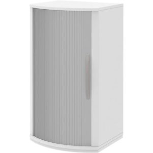 Rollladen-Schiebetürenschrank BARI, 3 OH, 2 Böden, Griff rechts, B 600 x T 530/430 x H 1117 mm, weiß Rollladen-Schiebetürenschrank BARI, 3 OH, 2 Böden, Griff rechts, B 600 x T 530/430 x H 1117 mm, weiß