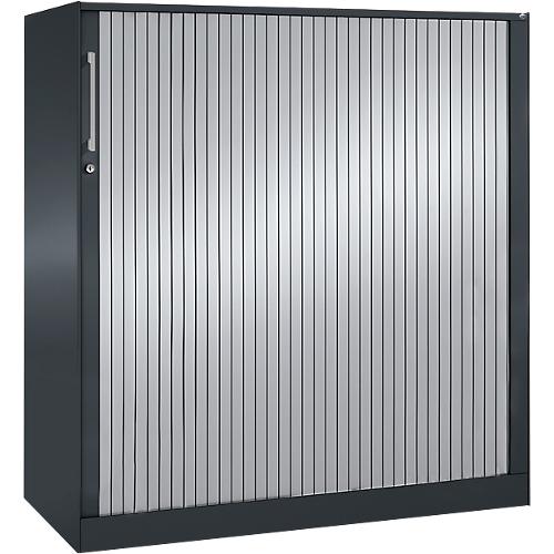 Rollladenschrank ASISTO C 3000, 3 Ordnerhöhen, mit Akustik-Rollladen, Breite 1200 mm, anthrazit/alusilber