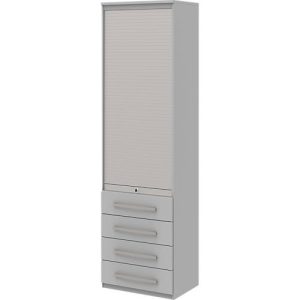 Rollladenschrank BARI, 6 Ordnerhöhen, 4 Schübe, 3 Böden, abschließbar, B 600 x T 430 x H 2174 mm, hellgrau Rollladenschrank BARI, 6 Ordnerhöhen, 4 Schübe, 3 Böden, abschließbar, B 600 x T 430 x H 2174 mm, hellgrau