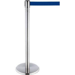 RS-GUIDESYSTEMS Gurtpfosten, Edelstahl, 360° Drehkopf, Höhe 1000 mm, Gurtbandmaß L 2300 x B 50 mm, Gurtfarbe blau