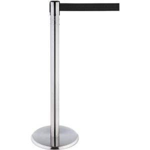 RS-GUIDESYSTEMS Gurtpfosten, Edelstahl, 360° Drehkopf, Höhe 1000 mm, Gurtbandmaß L 2300 x B 50 mm, Gurtfarbe schwarz