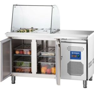 STALGAST Saladette mit Glasaufsatz und Arbeitsfläche, 2-türig, 8x GN 1/4 STALGAST Saladette mit Glasaufsatz und Arbeitsfläche, 2-türig, 8x GN 1/4