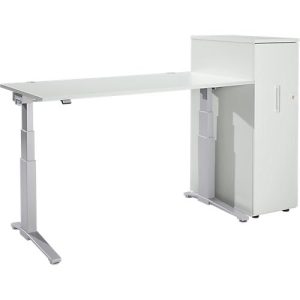 Schäfer Shop Genius 2-tlg. Büromöbel-Set, Schreibtisch ERGOSTYLE, elektrisch höhenverstellbar, lichtgrau/weißalu Schäfer Shop Genius 2-tlg. Büromöbel-Set, Schreibtisch ERGOSTYLE, elektrisch höhenverstellbar, lichtgrau/weißalu