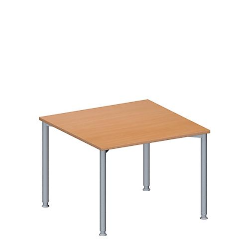 Schäfer Shop Genius Anbautisch MODENA FLEX, höhenverstellbar, Quadrat-Form, 4-Fuß Rundrohr, B 1000 x T 1000 mm, Buche-Dekor