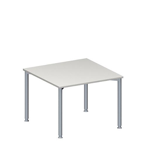 Schäfer Shop Genius Anbautisch MODENA FLEX, höhenverstellbar, Quadrat-Form, 4-Fuß Rundrohr, B 1000 x T 1000 mm, lichtgrau