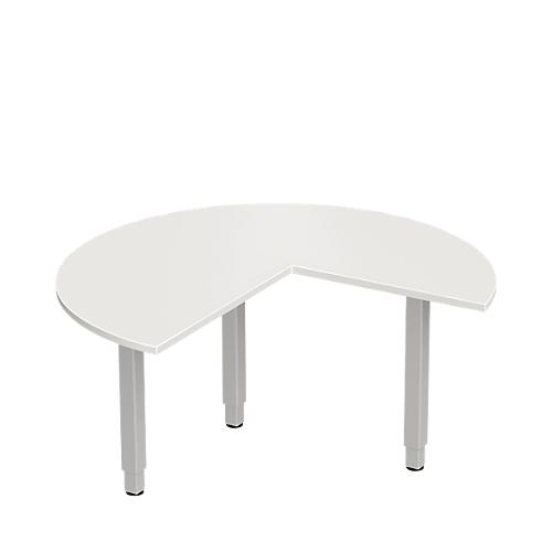 Schäfer Shop Genius Ansatztisch PLANOVA ergoSTYLE, 3/4 Kreis, Ansatz rechts oder links, weiß/weißalu