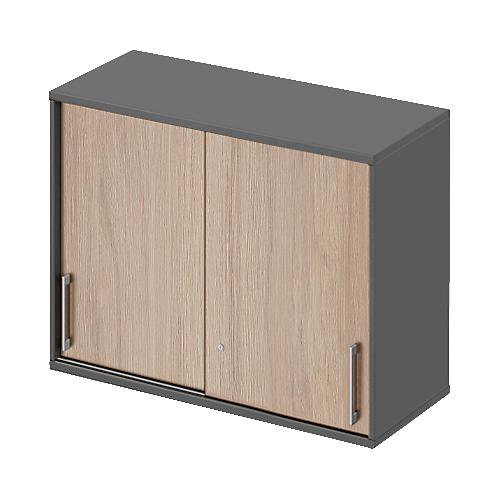 Schäfer Shop Genius Aufsatz-Schiebetürenschrank TETRIS WOOD, 2 OH, B 1000 mm, Höhe inkl. Gleiter, Eiche/graphit