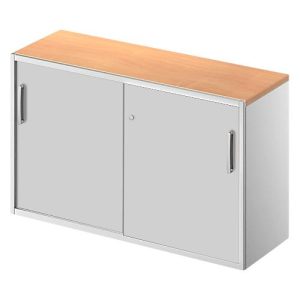 Schäfer Shop Genius Beistellschrank TETRIS SOLID, 2 OH, in Schreibtischhöhe, B 1200 mm, 25 mm Abdeckplatte, Buche-Dekor/weißalu Schäfer Shop Genius Beistellschrank TETRIS SOLID, 2 OH, in Schreibtischhöhe, B 1200 mm, 25 mm Abdeckplatte, Buche-Dekor/weißalu