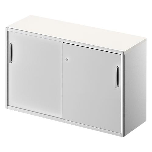Schäfer Shop Genius Beistellschrank TETRIS SOLID, 2 OH, in Schreibtischhöhe, B 1200 mm, 25 mm Abdeckplatte, weiß
