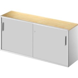 Schäfer Shop Genius Beistellschrank TETRIS SOLID, 2 OH, in Schreibtischhöhe, B 1600 mm, 25 mm Abdeckplatte, Ahorn-Dekor/weißalu Schäfer Shop Genius Beistellschrank TETRIS SOLID, 2 OH, in Schreibtischhöhe, B 1600 mm, 25 mm Abdeckplatte, Ahorn-Dekor/weißalu