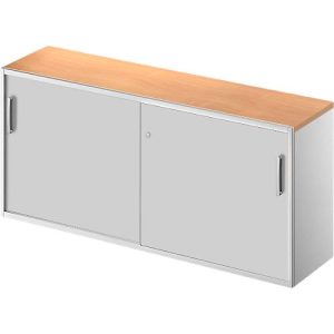 Schäfer Shop Genius Beistellschrank TETRIS SOLID, 2 OH, in Schreibtischhöhe, B 1600 mm, 25 mm Abdeckplatte, Buche-Dekor/weißalu Schäfer Shop Genius Beistellschrank TETRIS SOLID, 2 OH, in Schreibtischhöhe, B 1600 mm, 25 mm Abdeckplatte, Buche-Dekor/weißalu