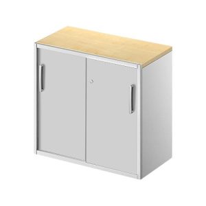 Schäfer Shop Genius Beistellschrank TETRIS SOLID, 2 OH, in Schreibtischhöhe, B 800 mm, 25 mm Abdeckplatte, Ahorn-Dekor/weißaluminium Schäfer Shop Genius Beistellschrank TETRIS SOLID, 2 OH, in Schreibtischhöhe, B 800 mm, 25 mm Abdeckplatte, Ahorn-Dekor/weißaluminium