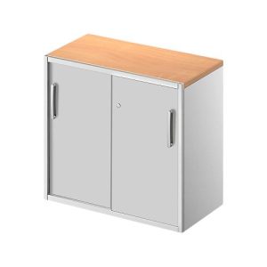 Schäfer Shop Genius Beistellschrank TETRIS SOLID, 2 OH, in Schreibtischhöhe, B 800 mm, 25 mm Abdeckplatte, Buche-Dekor/weißaluminium Schäfer Shop Genius Beistellschrank TETRIS SOLID, 2 OH, in Schreibtischhöhe, B 800 mm, 25 mm Abdeckplatte, Buche-Dekor/weißaluminium