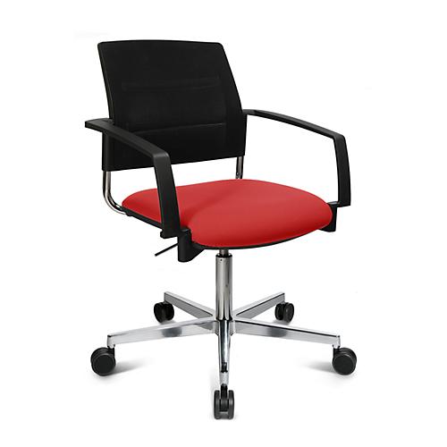 Schäfer Shop Genius Besucherstuhl SSI Proline Visit S3+, Netzrückenlehne, Universalrollen, rot/schwarz