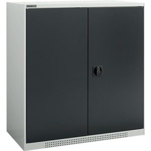 Schäfer Shop Genius Flügeltürenschrank FS, Stahl, mit Belüftungslöchern, B 1055 x T 520 x H 1105 mm, 3 OH, Lichtgrau/Anthrazitgrau, bis 300 kg Schäfer Shop Genius Flügeltürenschrank FS, Stahl, mit Belüftungslöchern, B 1055 x T 520 x H 1105 mm, 3 OH, Lichtgrau/Anthrazitgrau, bis 300 kg