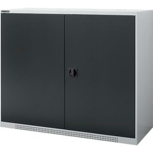Schäfer Shop Genius Flügeltürenschrank FS, Stahl, mit Belüftungslöchern, B 1343 x T 520 x H 1105 mm, 3 OH, Weißalu/Anthrazitgrau, bis 450 kg Schäfer Shop Genius Flügeltürenschrank FS, Stahl, mit Belüftungslöchern, B 1343 x T 520 x H 1105 mm, 3 OH, Weißalu/Anthrazitgrau, bis 450 kg