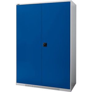 Schäfer Shop Genius Flügeltürenschrank FS, Stahl, mit Belüftungslöchern, B 1343 x T 620 x H 1950 mm, 5 OH, Weißalu/Enzianblau, bis 750 kg Schäfer Shop Genius Flügeltürenschrank FS, Stahl, mit Belüftungslöchern, B 1343 x T 620 x H 1950 mm, 5 OH, Weißalu/Enzianblau, bis 750 kg