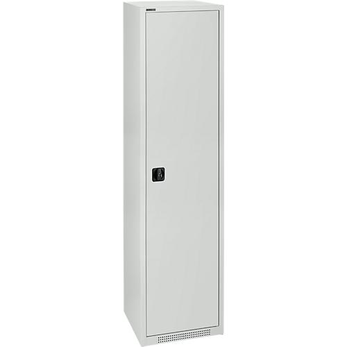 Schäfer Shop Genius Flügeltürenschrank FS, Stahl, mit Belüftungslöchern, B 545 x T 620 x H 1950 mm, 5 OH, Lichtgrau/Lichtgrau, bis 250 kg