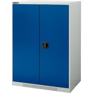 Schäfer Shop Genius Flügeltürenschrank FS, Stahl, mit Belüftungslöchern, B 810 x T 520 x H 1105 mm, 3 OH, Lichtgrau/Enzianblau, bis 180 kg Schäfer Shop Genius Flügeltürenschrank FS, Stahl, mit Belüftungslöchern, B 810 x T 520 x H 1105 mm, 3 OH, Lichtgrau/Enzianblau, bis 180 kg