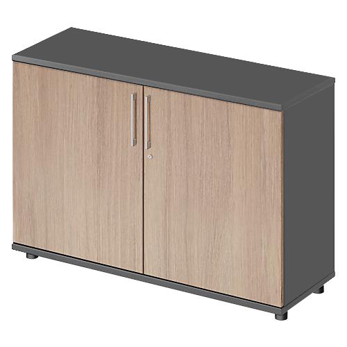 Schäfer Shop Genius Flügeltürenschrank TETRIS WOOD, 2 OH, Höhe inkl. Gleiter, B 1200 mm, graphit/Eiche