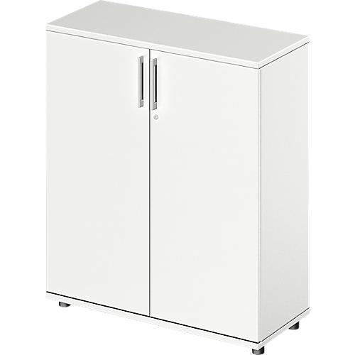 Schäfer Shop Genius Flügeltürenschrank TETRIS WOOD, 3 OH, Höhe inkl. Gleiter, B 1000 mm, weiß