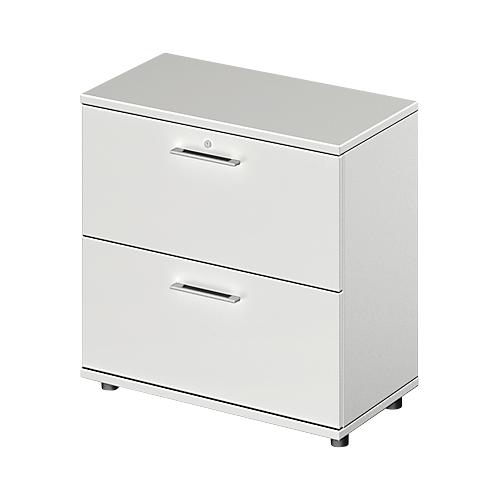 Schäfer Shop Genius Hängeregistraturschrank TETRIS WOOD, 2 OH, B 800 x T 421 x H 800 mm, Höhe inkl. Gleiter, lichtgrau