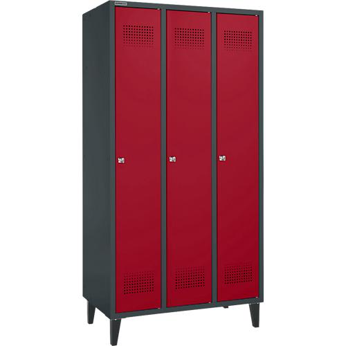 Schäfer Shop Genius Kleiderspind mit Füßen, 3 Abteile, Zylinderschloss, anthrazit/rubinrot