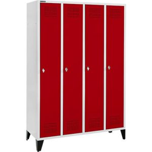 Schäfer Shop Genius Kleiderspind mit Füßen, 4 Abteile, 300 mm Abteilbreite, Drehriegelverschluss, rubinrot Schäfer Shop Genius Kleiderspind mit Füßen, 4 Abteile, 300 mm Abteilbreite, Drehriegelverschluss, rubinrot