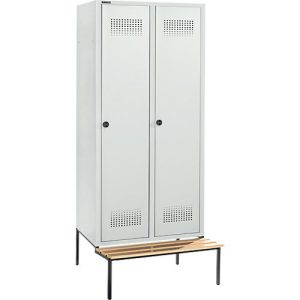 Schäfer Shop Genius Kleiderspind mit Sitzbank, 2 Abteile, 400 mm Abteilbreite, Sicherheitsdrehriegelverschluss, lichtgrau/lichtgrau Schäfer Shop Genius Kleiderspind mit Sitzbank, 2 Abteile, 400 mm Abteilbreite, Sicherheitsdrehriegelverschluss, lichtgrau/lichtgrau