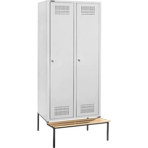 Schäfer Shop Genius Kleiderspind mit Sitzbank, 2 Abteile, 400 mm Abteilbreite, Zylinderschloss, lichtgrau/lichtgrau Schäfer Shop Genius Kleiderspind mit Sitzbank, 2 Abteile, 400 mm Abteilbreite, Zylinderschloss, lichtgrau/lichtgrau