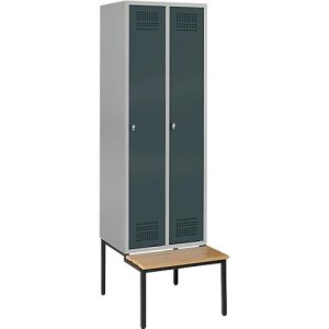 Schäfer Shop Genius Kleiderspind mit Sitzbank, 2 Abteile, Sicherheitsdrehriegelverschluss, weißaluminium/anthrazit Schäfer Shop Genius Kleiderspind mit Sitzbank, 2 Abteile, Sicherheitsdrehriegelverschluss, weißaluminium/anthrazit
