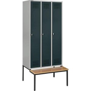 Schäfer Shop Genius Kleiderspind mit Sitzbank, 3 Abteile, Drehverschluss, hellsilber/anthrazit Schäfer Shop Genius Kleiderspind mit Sitzbank, 3 Abteile, Drehverschluss, hellsilber/anthrazit