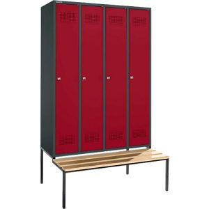 Schäfer Shop Genius Kleiderspind mit Sitzbank, 4 Abteile, Zylinderschloss, anthrazit/rot Schäfer Shop Genius Kleiderspind mit Sitzbank, 4 Abteile, Zylinderschloss, anthrazit/rot