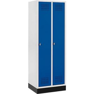 Schäfer Shop Genius Kleiderspind mit Sockel, 2 Abteile, Sicherheitsdrehriegelverschluss, lichtgrau/enzianblau Schäfer Shop Genius Kleiderspind mit Sockel, 2 Abteile, Sicherheitsdrehriegelverschluss, lichtgrau/enzianblau