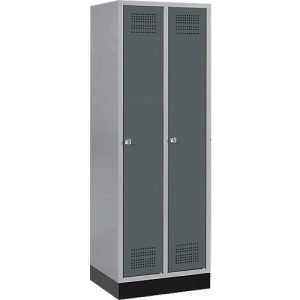 Schäfer Shop Genius Kleiderspind mit Sockel, 2 Abteile, Zylinderschloss, weißaluminium/anthrazit Schäfer Shop Genius Kleiderspind mit Sockel, 2 Abteile, Zylinderschloss, weißaluminium/anthrazit