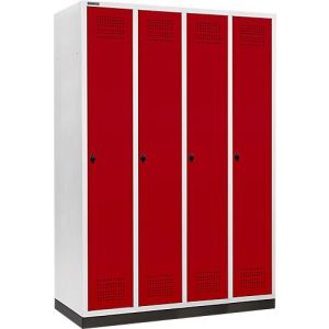 Schäfer Shop Genius Kleiderspind mit Sockel, 4 Abteile, 300 mm Abteilbreite, Drehriegelverschluss, rubinrot Schäfer Shop Genius Kleiderspind mit Sockel, 4 Abteile, 300 mm Abteilbreite, Drehriegelverschluss, rubinrot